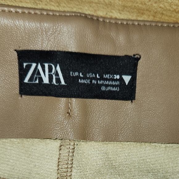 ZARA Legging Stretch Faux Leather Skinny Leg Pants, color Camel, L - Picture 6 of 14